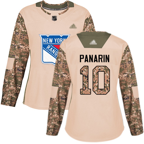 Adidas Rangers #10 Artemi Panarin Camo Authentic 2017 Veterans Day Women's Stitched NHL Jersey
